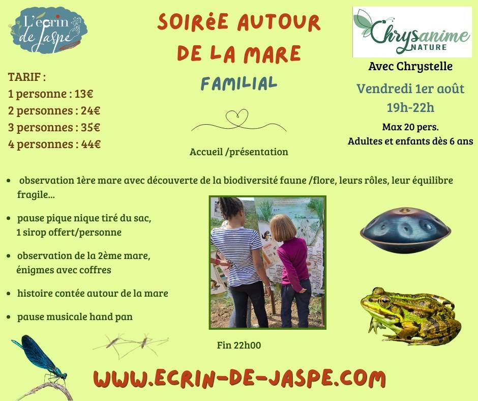 Soirée familiale autour de la mare et la faune/flore