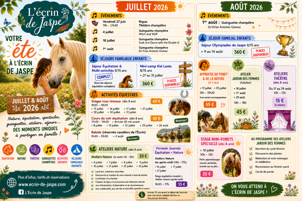 Planning de l'été 2026 !